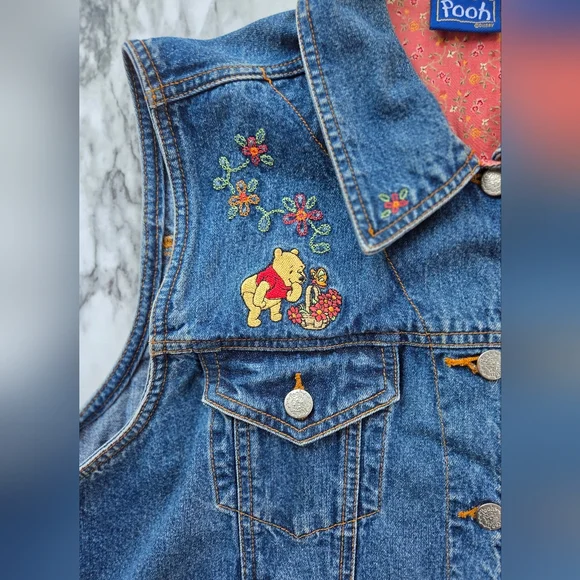 Pooh Embroidered Denim Vest - Picture 3 of 8